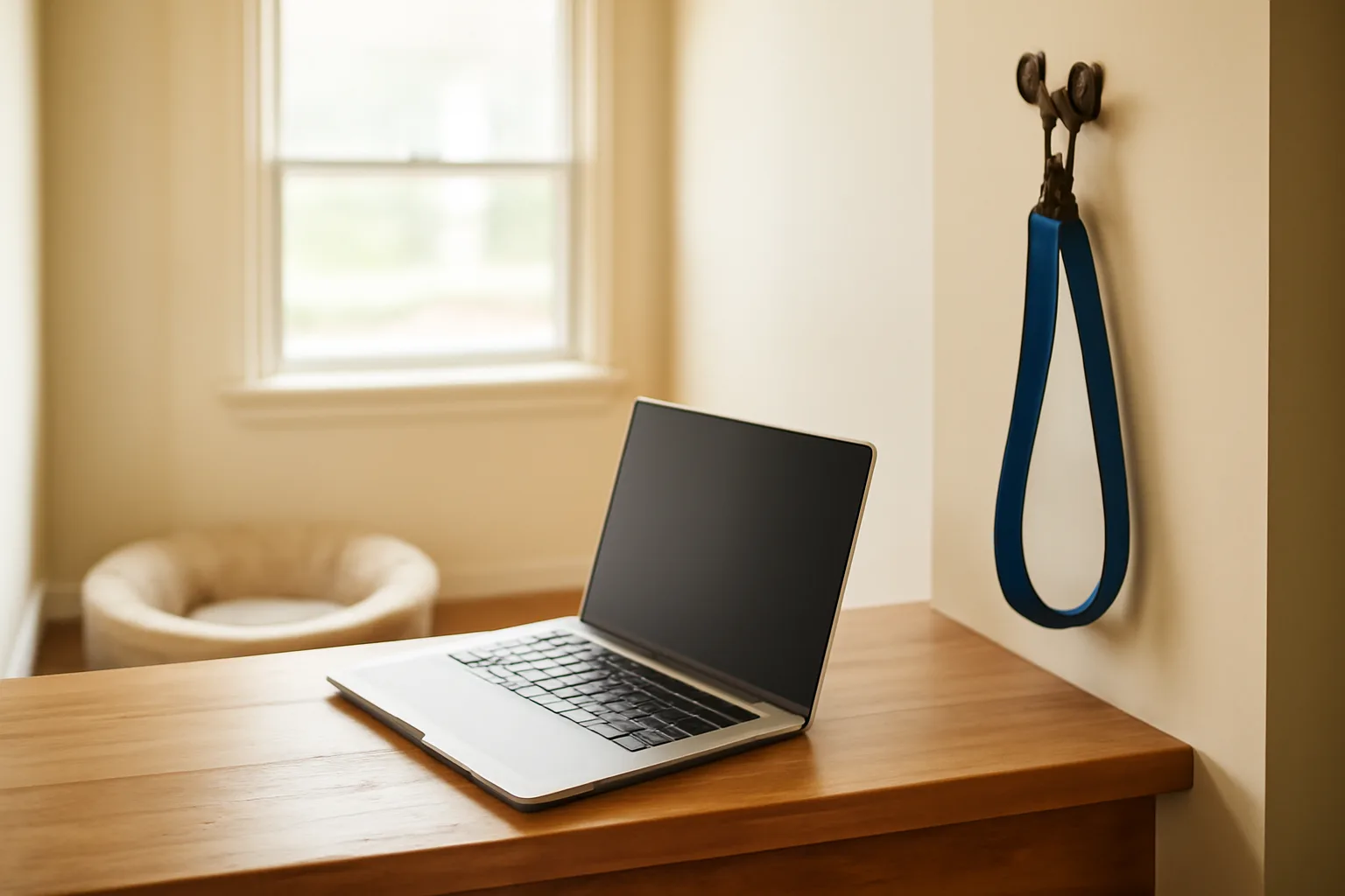 Front desk of a small pet boarding facility with laptop open for booking software