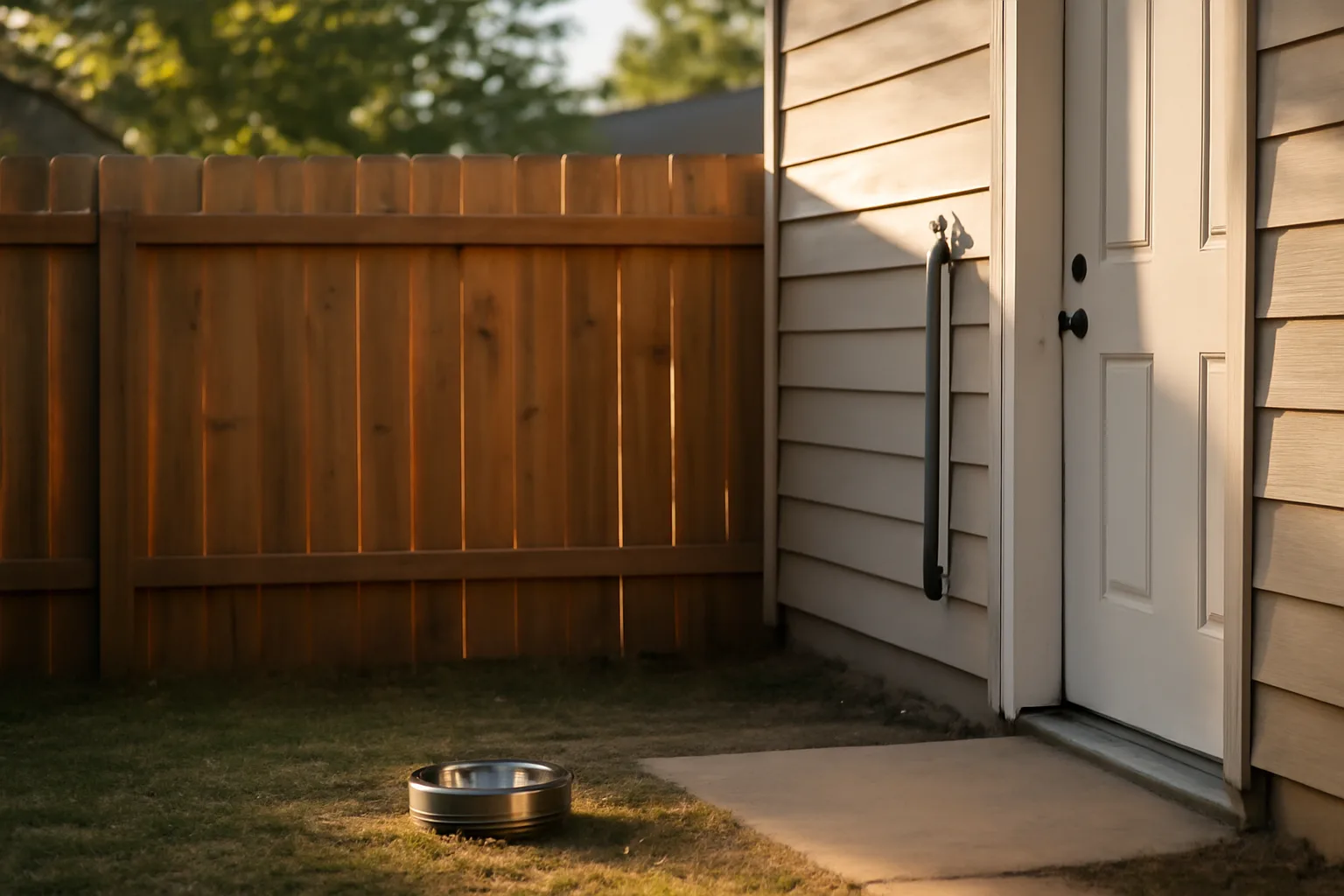 suburban backyard set up for a home-based dog boarding business
