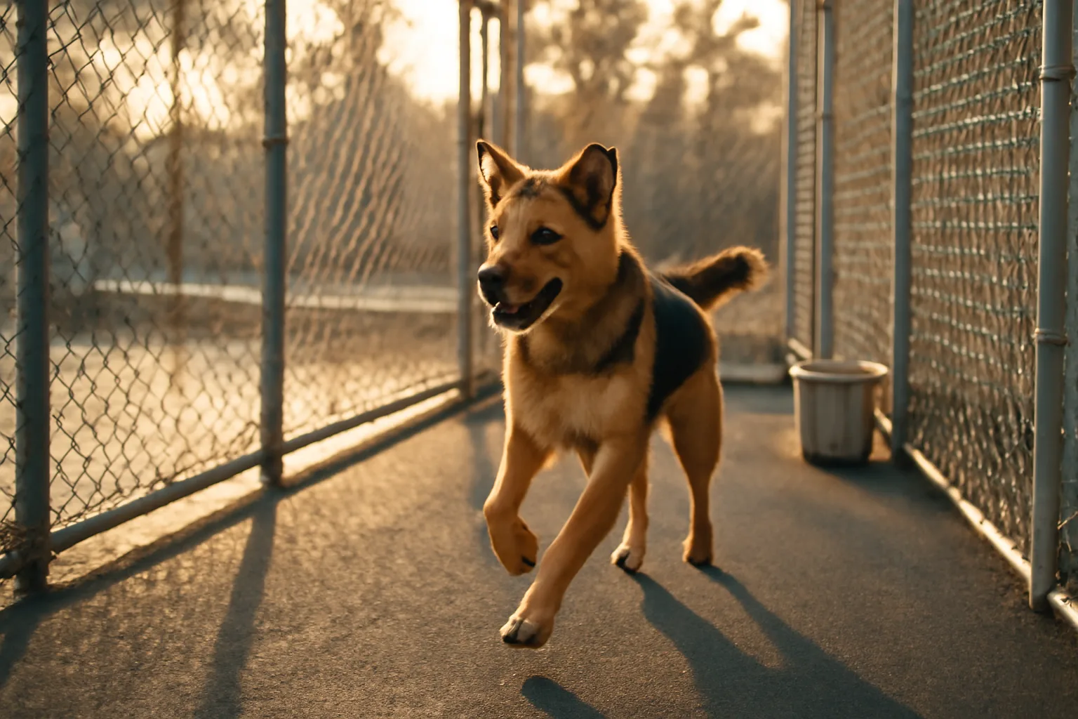 Dog on outdoor play yard flooring at a boarding and daycare facility in Wilmington Delaware