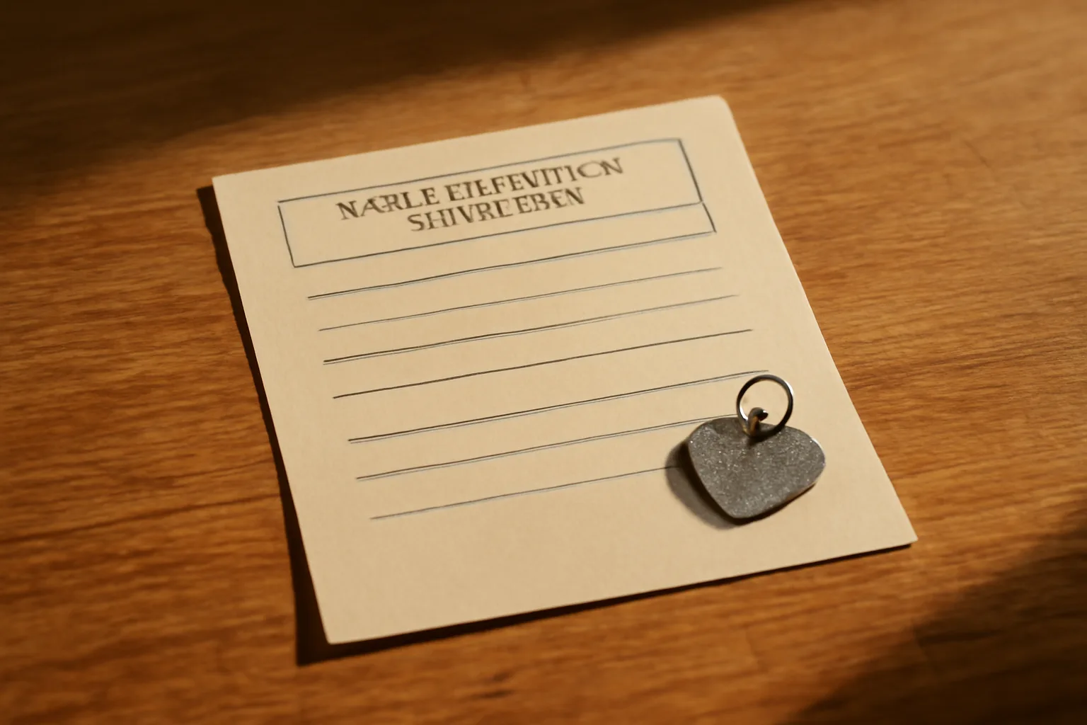 rabies certificate and metal dog tag on a counter, part of registering a dog