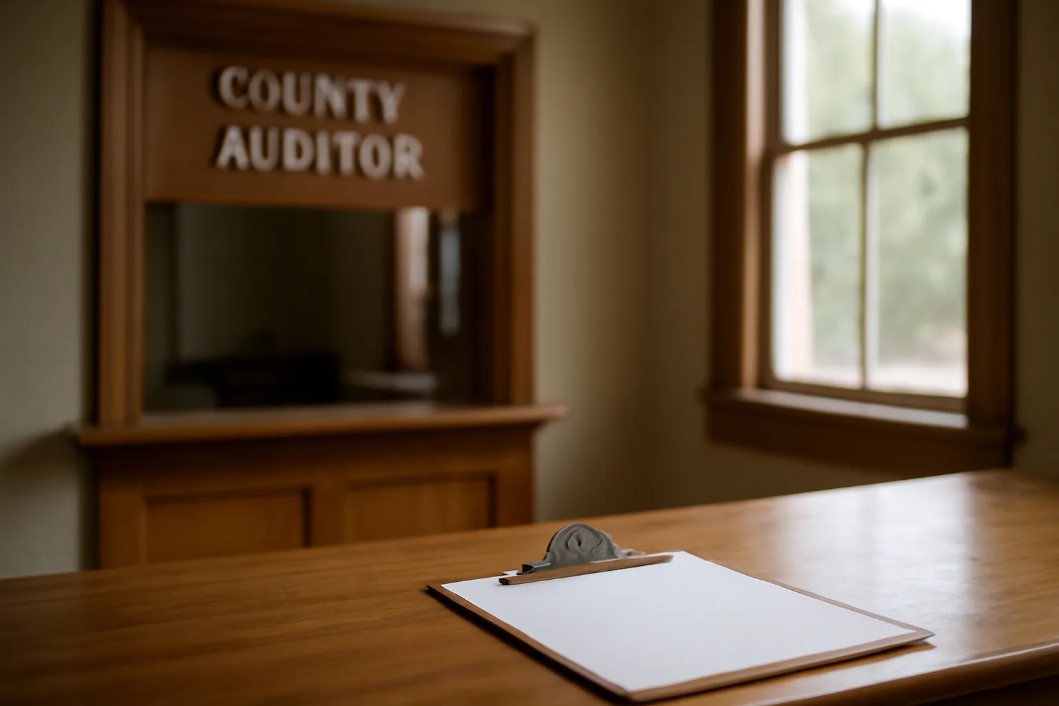 County auditor office counter where Ohio dog and kennel license applications are processed
