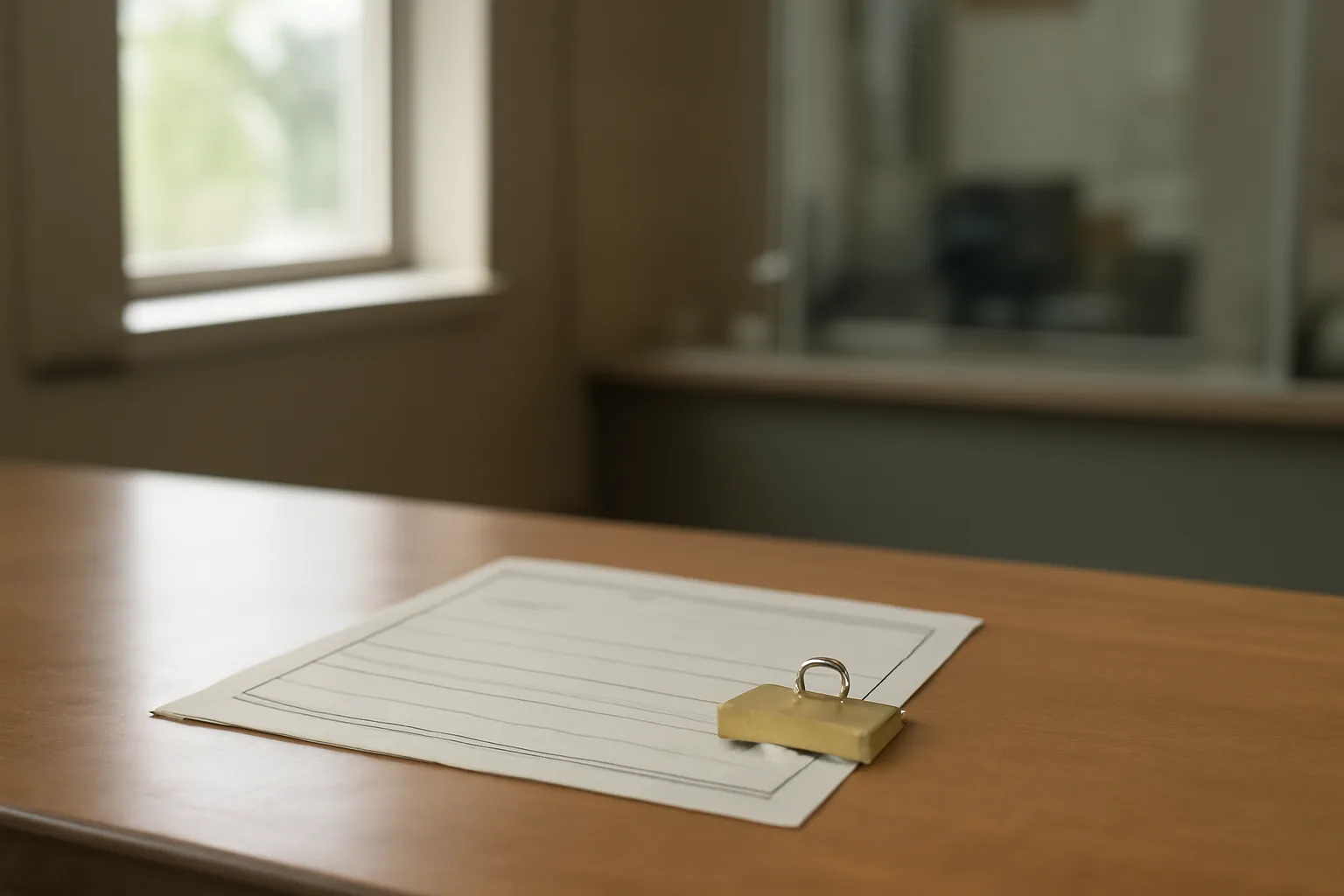 County office counter with a rabies certificate and dog tag for dog registration