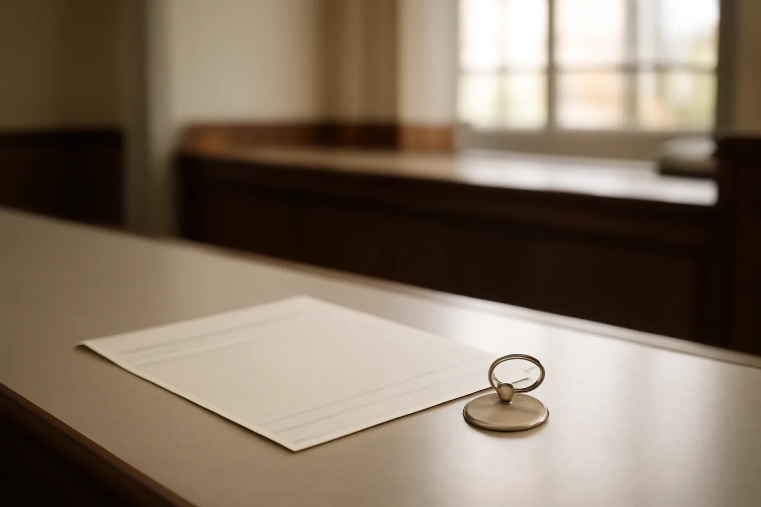 Dog collar tag and vaccination certificate on a county clerk office counter